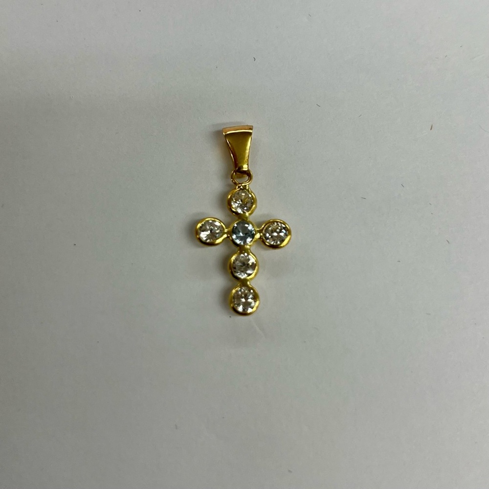 Gold Cross Charm with Stones